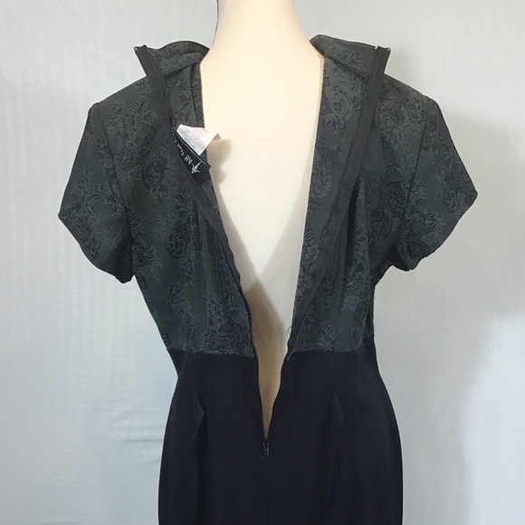 All that Jazz Vintage Womens Maxi Dress Size L Floral Shoulder Pads Button Goth - Picture 13 of 16